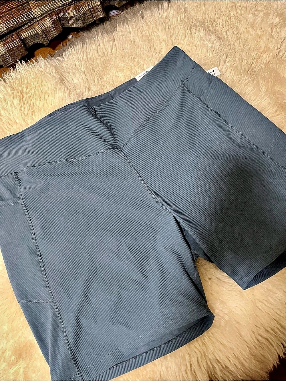 Old Navy Powersoft High-Rise Ribbed Bike Short Shorts Blue 4X NWT